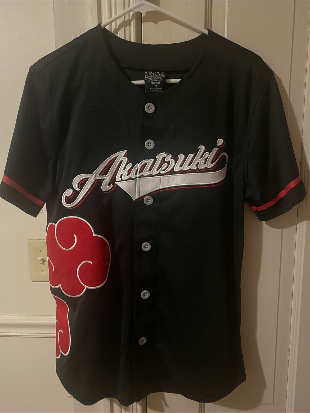 Naruto Akatsuki Black and Red Baseball-Style Jersey Top
